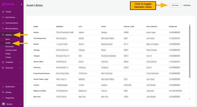 Assets - List View