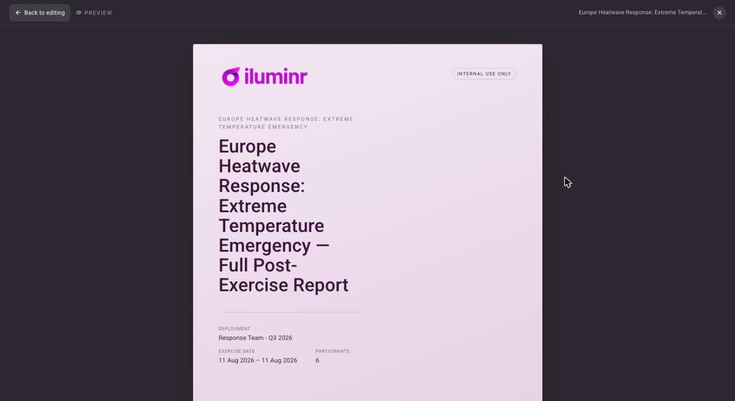 Preview opens the report full screen, starting with the cover page