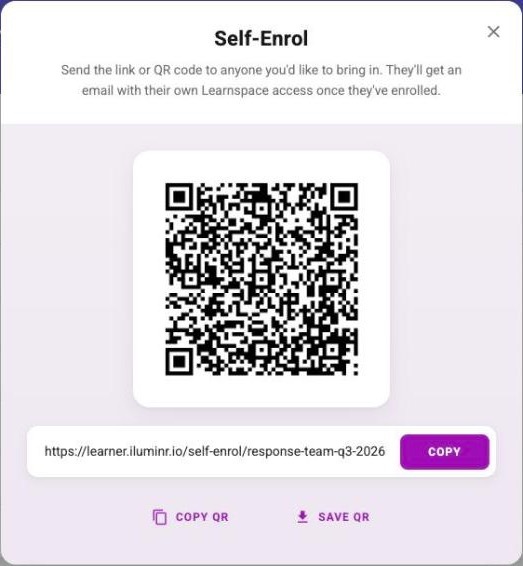 The Self-Enrol dialog with the QR code and link